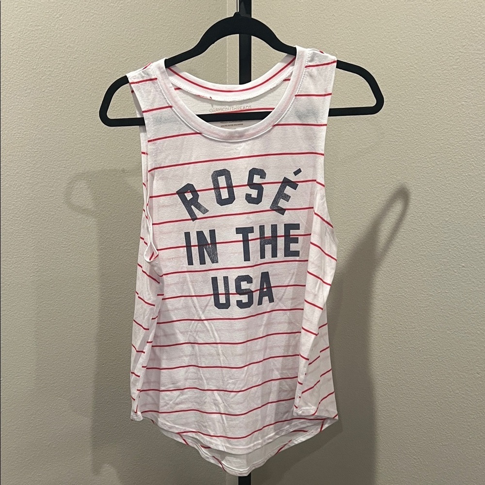 Grayson Threads White and Red Striped Muscle Tee